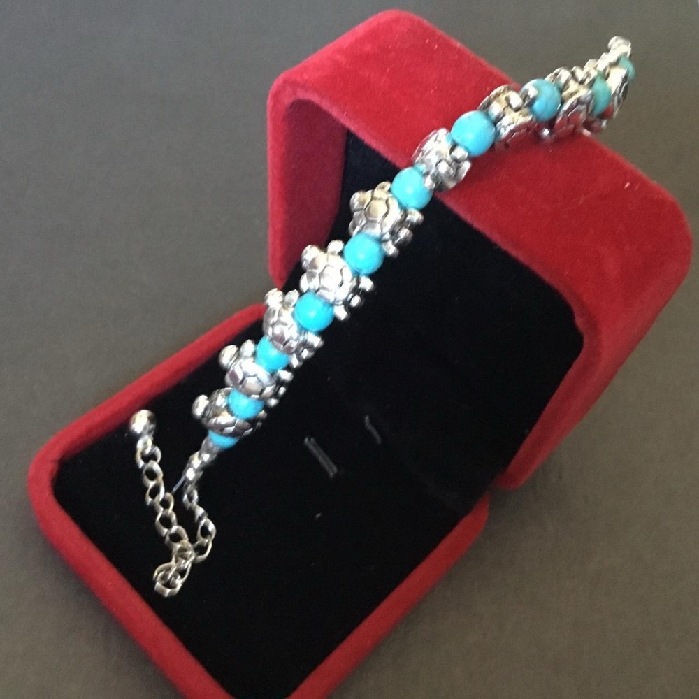 Silver and Blue Color Bracelet with Adjustable Clasp